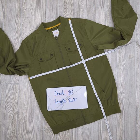 Cat & Jack Army Green Bomber Jacket Full Zip Pockets Boys XL Size 16 - Picture 6 of 7